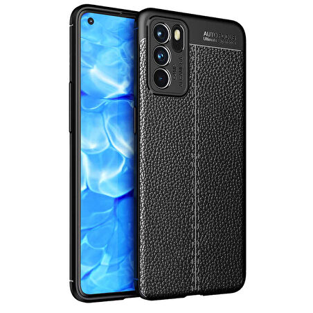 Oppo Reno 6 4G Kılıf Deri Görünümlü Slim Silikon 