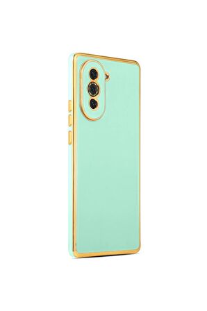 Huawei Nova 10 Uyumlu Kılıf Kenarları Gold Kamera Korumalı Renkli Pastel Silikon Açık Yeşil