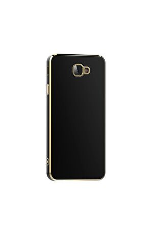 Samsung Galaxy J7 Prime Kılıf Kenarları Gold Kamera Korumalı Renkli Pastel Silikon Siyah
