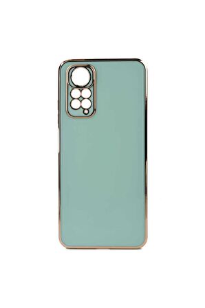 Xiaomi Redmi Note 12 4G Kılıf Kenarları Gold Kamera Korumalı Renkli Pastel Silikon Açık Yeşil