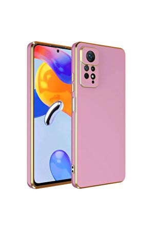 Xiaomi Redmi Note 12 Pro 4G Kılıf Kenarları Gold Kamera Korumalı Renkli Pastel Silikon Mor