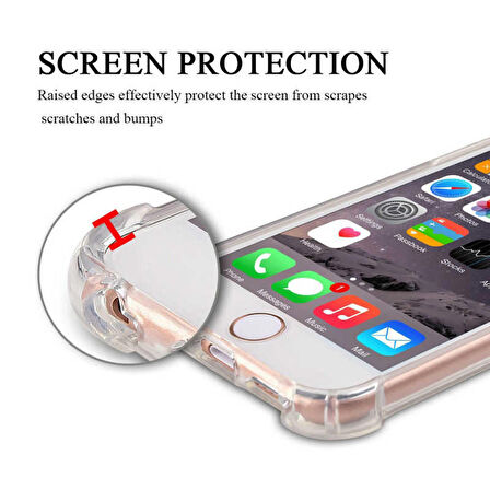 Apple iPhone 6 / 6S Anti Şok Darbe Emici Şeffaf Silikon Kılıf