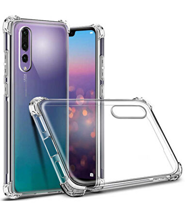 Huawei P20 Pro Anti Şok Darbe Emici Şeffaf Silikon Kılıf
