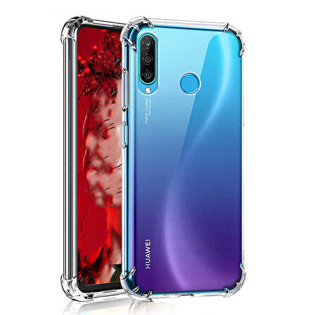 Huawei P40 Lite E Anti Şok Darbe Emici Şeffaf Silikon Kılıf