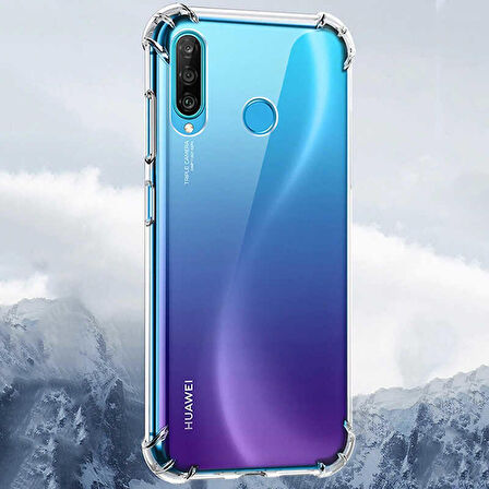 Huawei P40 Lite E Anti Şok Darbe Emici Şeffaf Silikon Kılıf