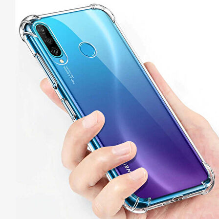Huawei P40 Lite E Anti Şok Darbe Emici Şeffaf Silikon Kılıf
