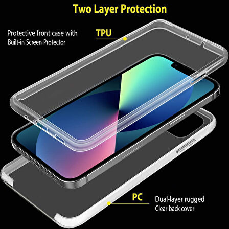 Apple iPhone 14 Kılıf 360 Şeffaf Ön Arka Korumalı Şeffaf Silikon
