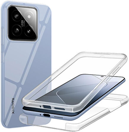 Xiaomi 14 Kılıf 360 Şeffaf Ön Arka Korumalı Şeffaf Silikon