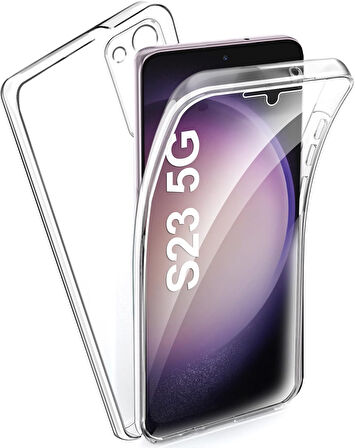 Samsung Galaxy S23 Kılıf 360 Şeffaf Ön Arka Korumalı Şeffaf Silikon