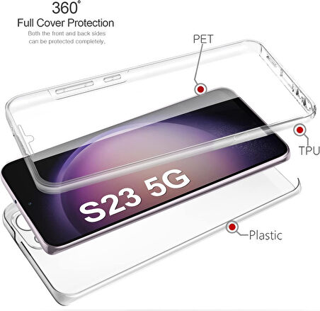 Samsung Galaxy S23 Kılıf 360 Şeffaf Ön Arka Korumalı Şeffaf Silikon