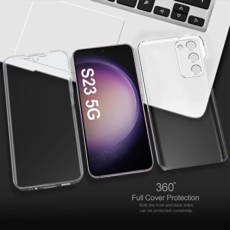 Samsung Galaxy S23 Kılıf 360 Şeffaf Ön Arka Korumalı Şeffaf Silikon