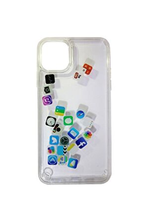 Apple iPhone 12 Kılıf DüZ (Simsiz) Sulu ios ikon Silikon (facebook )