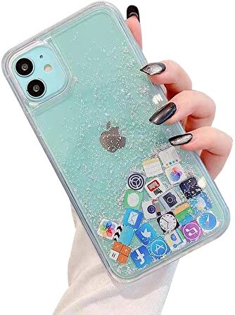 Apple iPhone 12 Kılıf DüZ (Simsiz) Sulu ios ikon Silikon (facebook )