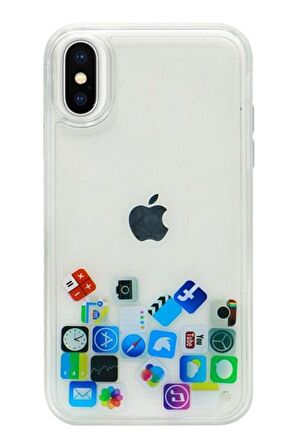 Apple iPhone X / XS Kılıf Düz (Simsiz) Sulu ios ikon Silikon