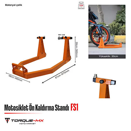 Torque-MX Motosiklet Ön Kaldırma Standı FS1 Turuncu