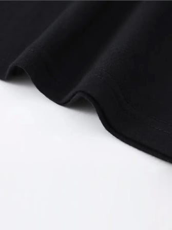 Baskılı Oversize Bisiklet Yaka T-shirt - Siyah - Siyah / M