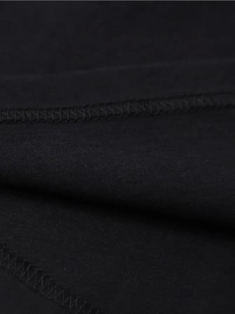 Baskılı Oversize Bisiklet Yaka T-shirt - Siyah - Siyah / M