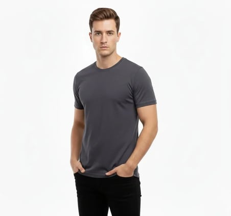 Erkek T-Shirt Bisiklet Yaka Slim Fit Dar Kesim Likralı Tişört Günlük Basic Body - Füme - Füme / XL