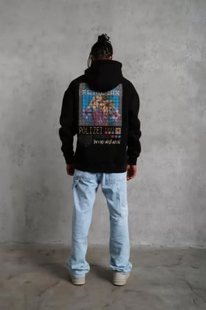 Erkek Patel Six Baskılı Kapüşonlu Sweat - Siyah - Siyah / M