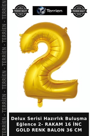 Delux Serisi Hazırlık Buluşma Eğlence 2- RAKAM 16 İNC GOLD RENK BALON 36 CM