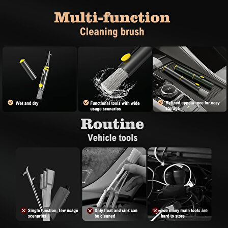 Çok Fonksiyonlu Klima Temizleme Fırçası Lastik Taş Sökücü Kanca ve Acil Durum Cam Kırıcı Çekiç