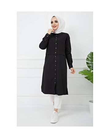 Baskı Detaylı Tunik Siyah-219