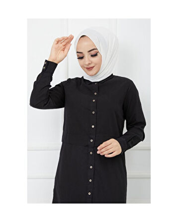 Baskı Detaylı Tunik Siyah-219