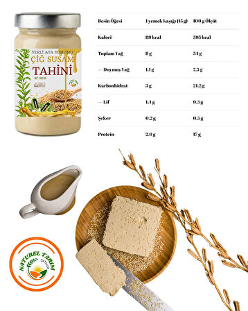 NATUREL ÇİĞ SUSAM TAHİNİ 550GR X 2 ADET