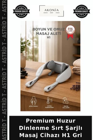 Premium Huzur Dinlenme Sırt Şarjlı Masaj Cihazı H1 Gri