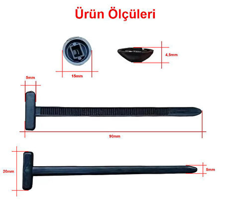 Tamir Klipsi - Tamir İçin Plastik Kablo Bağı 5mm x 90mm (10 Adet)