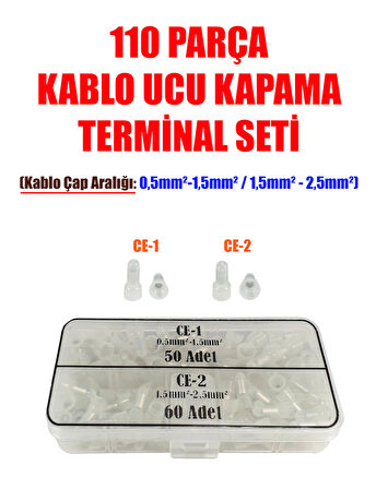 110 Parça Kablo Ucu Kapama Terminal Seti (Tam İzoleli)