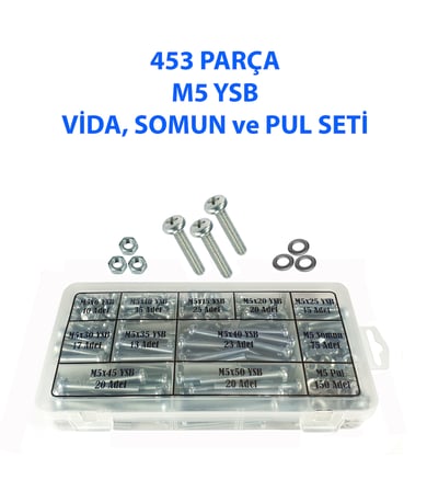 453 Parça M5 YSB Vida, Somun ve Pul Seti