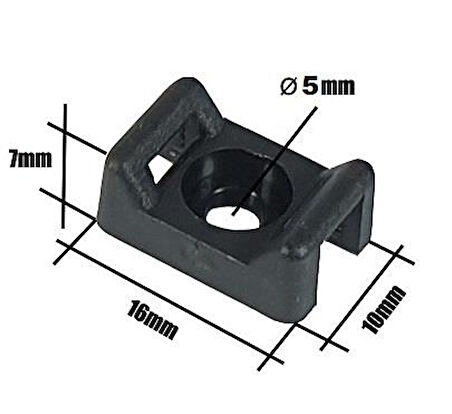 Vidalı Kroşe - 16 x 10 x Ø5mm - Siyah - 10 Adet