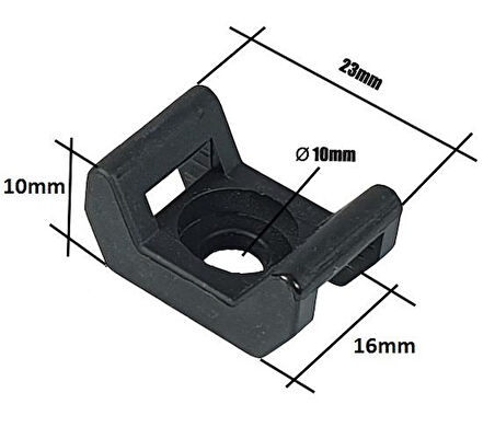 Vidalı Kroşe - 23 x 16 x Ø10mm - Siyah - 5 Adet