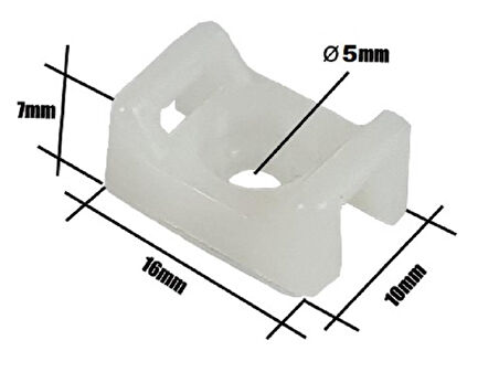 Gwest Vidalı Kroşe 16 x 10 x Ø5mm - Beyaz - 100 Adet