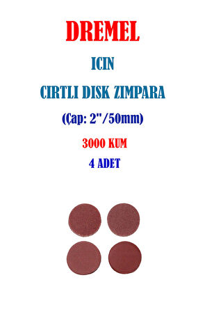 Dremel İçin Cırtlı Disk Zımpara - 3000 Kum - Çap 50mm (4 Adet)