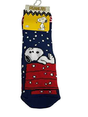 3'Lü PEANUTS Figürlü Tabanı Kaydırmaz Çocuk Havlu Çorap