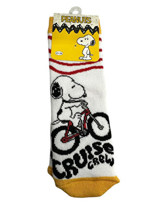 3'Lü PEANUTS Figürlü Tabanı Kaydırmaz Çocuk Havlu Çorap