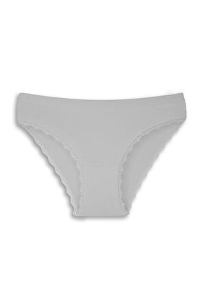 bazaar-turkey Gümüş Beyaz Kenarları Dantelli Slip Bayan Külot TM694