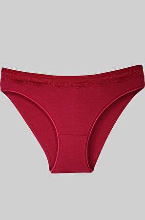 bazaar-turkey Gümüş Kırmızı Üstü Dantelli Slip Bayan Külot TM621