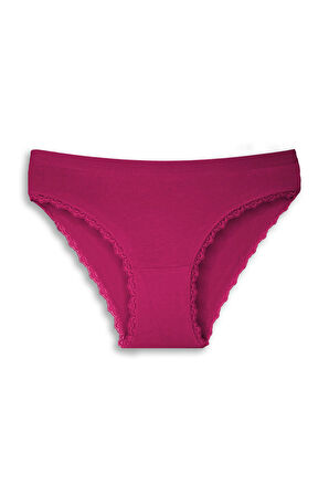 bazaar-turkey Gümüş Fuşya Kenarları Dantelli Slip Bayan Külot TM694