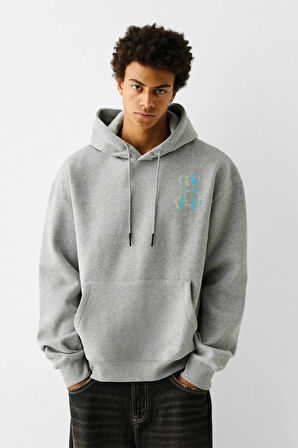 Baskılı Kapşonlu 3 İplik Sweatshirt FM1.112GÖ