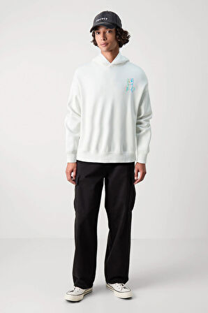 Baskılı Kapşonlu 3 İplik Sweatshirt FM1.112BÖ