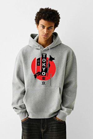 Baskılı Kapşonlu 3 İplik Sweatshirt FM1.113GÖ