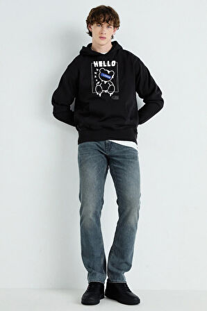 Baskılı Kapşonlu 3 İplik Sweatshirt FM1.114SÖ