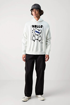 Baskılı Kapşonlu 3 İplik Sweatshirt FM1.114BÖ