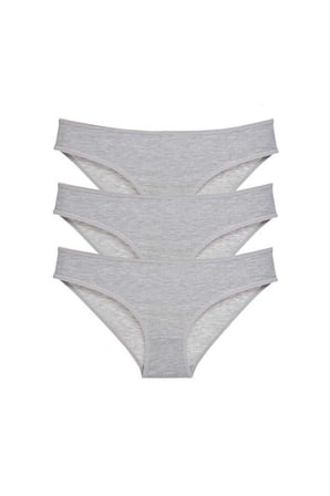 3 Adet Süper Eko Set Likralı Kadın Slip Külot Gri