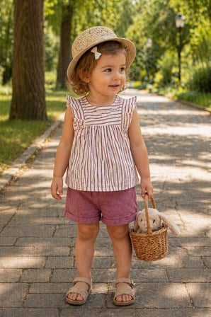 HelloBaby Çizgili Fırfırlı Mürdüm
