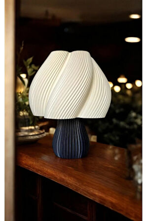 Vintage Gece Masa Lambası , Bohem Ev Dekorasyon , Dekoratif Abajur - Siyah Krem