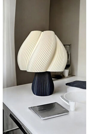 Vintage Gece Masa Lambası , Bohem Ev Dekorasyon , Dekoratif Abajur - Siyah Krem